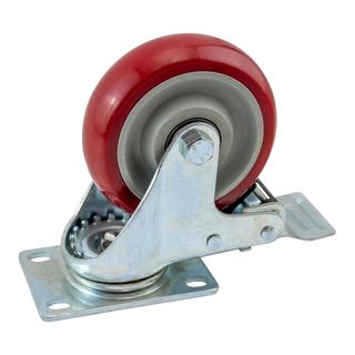 4" Swivel Castor Wheel with Brake - Red
