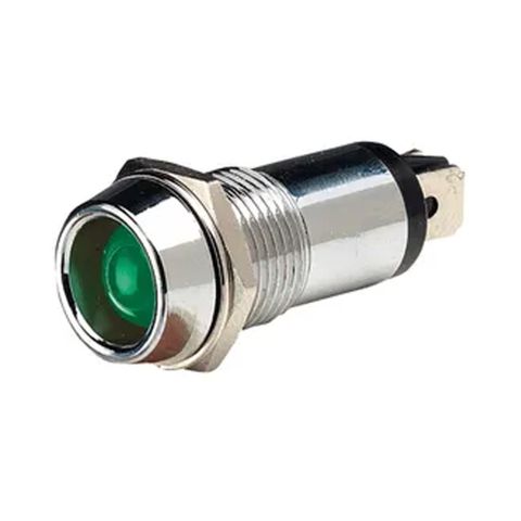 Narva 24 Volt Chrome Pilot Lamp with Green LED