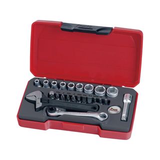 Teng 23pc. 1/4" Dr. Mini metric socket & tool set