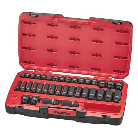 Teng 40pc 1/2in drive regular & deep impact socket set 10-32mm