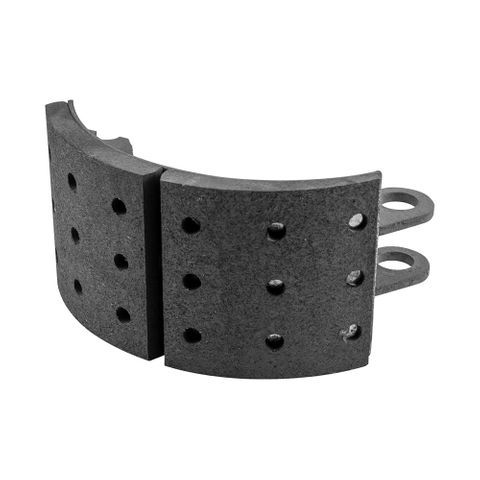 4536SF Lined shoe  1/4in rivet holed with Abex 6008 material PIN / Q 12-1/4in x 5-1/2in
