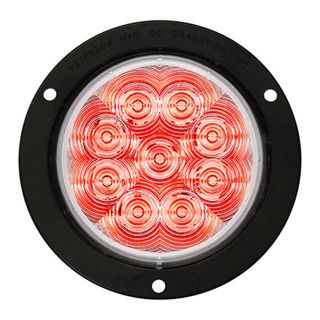 Peterson LED Stop/Turn/Tail Round 9" Diameter Clear Lens With 4" Flange Mount