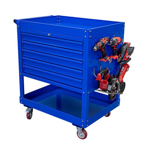 MTW 5 Drawer Blue Tool Cart With Castors & Lock