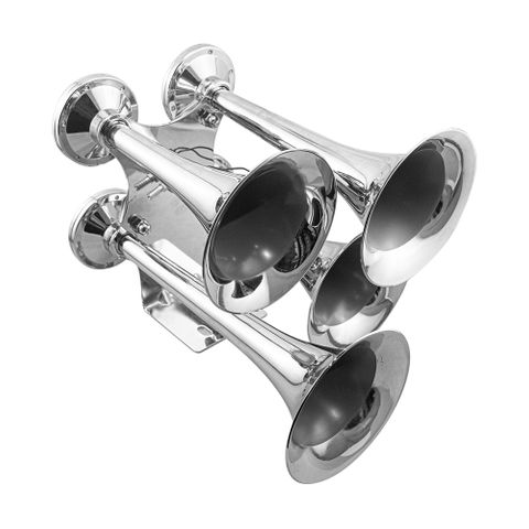 Chrome Quad Train Air Horn - 12/24V