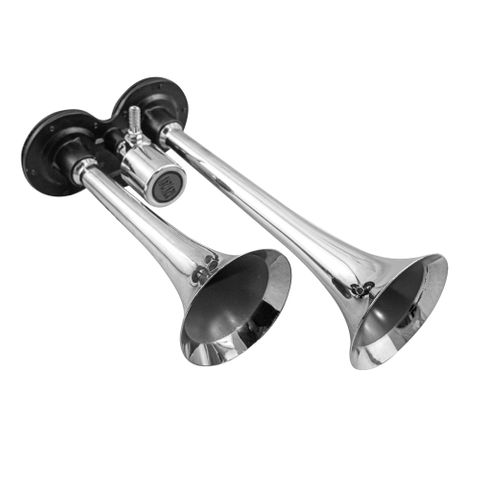 Chrome Double Train Air Horn - 12/24V