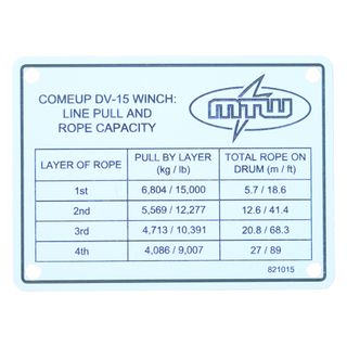 ComeUp DV15 Line Pull Rating Fibre Label