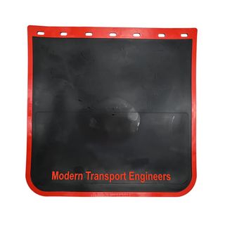 Mud Flap 24x24 MTE Moulded Black PVC Rubber (Red Border/Red Words)