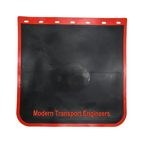 Mud Flap 24x24 MTE Moulded Black PVC Rubber (Red Border/Red Words)