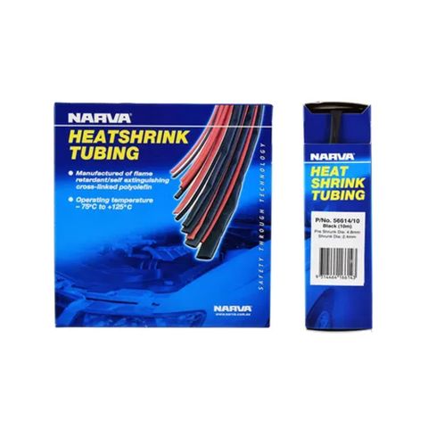 Narva 4.8mm x 10m Black Heat Shrink Tubing
