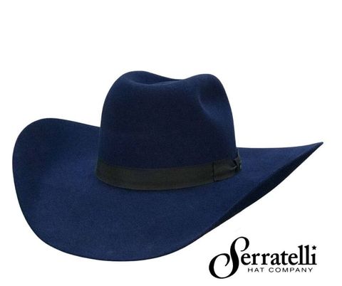 navy blue felt cowboy hat