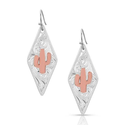 Two Tone Diamond Cactus Earrings - ER4423RG