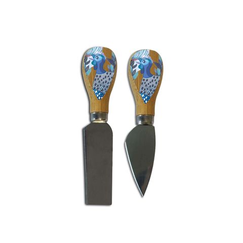 Bamboo Blue Guineas Cheese Knives - CKS35