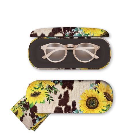 Cowhide Sunflower Glasses Case - GC28