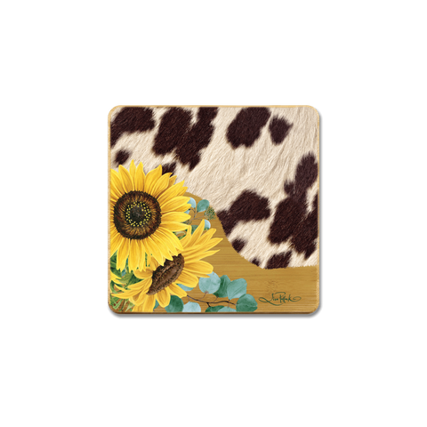 Bamboo Coaster Set Sunflower Cowhide - COA37
