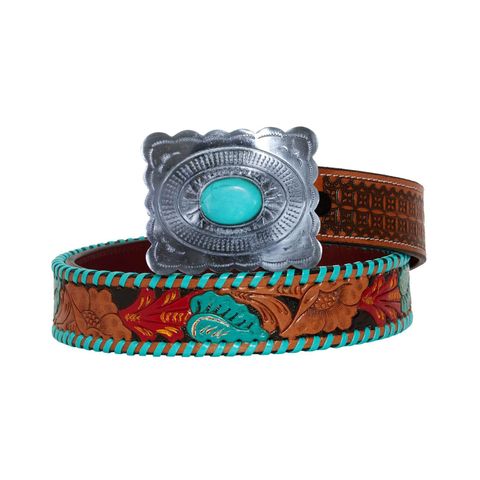 Women's Tropical Forest Tooled Belt - S-3842