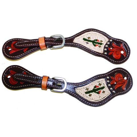 Cactus Beaded Spur Straps - FOR23-0090L CA