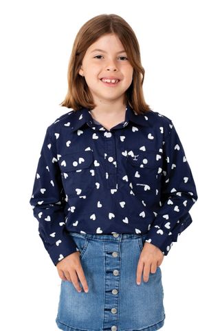 Girl's Harper Half Button L/S Shirt - GWLS2178