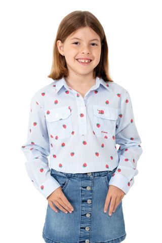 Girl's Harper Half Button L/S Shirt - GWLS2181