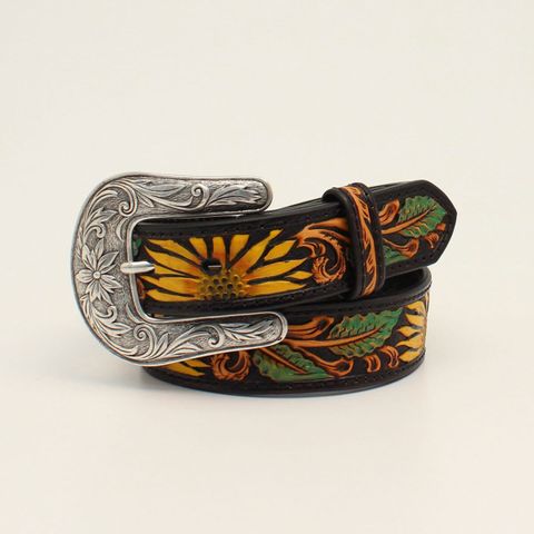 Girl's Sunflower Tooled Western Belt - N4440801