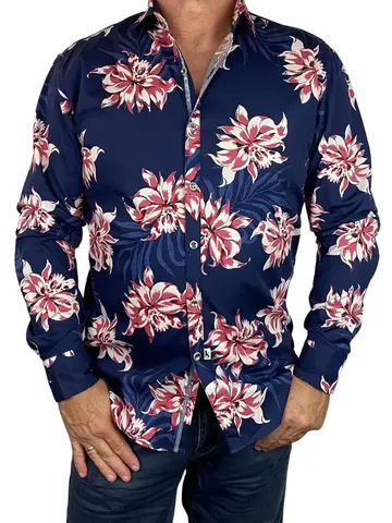 Men's Lotus Cotton Floral L/S Shirt - LOTUS
