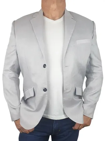 Men's Cement Linen Jacket - CEMENT