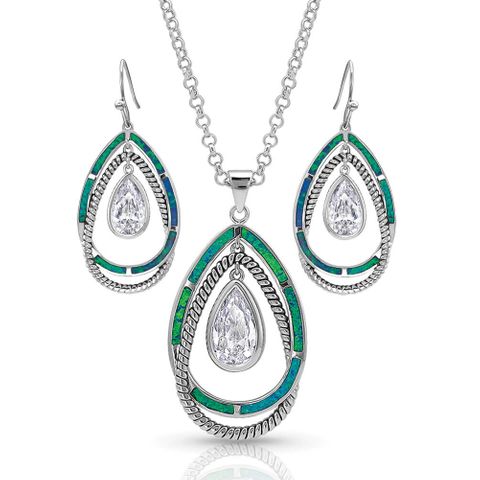 Opal Ribbons Teardrop Jewellery Set - JS4610