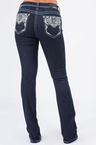 Women's Mid Rise Embellished Jeans - EB61538