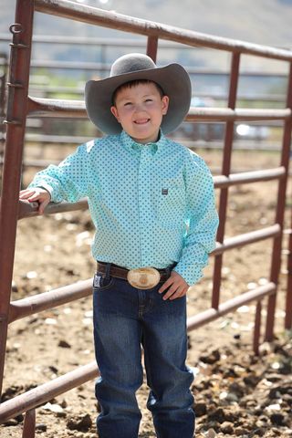 Boy's Square Print L/S Western Shirt - MTW7060290