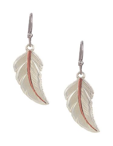Silver & Copper Feather Earrings - ER2317SC