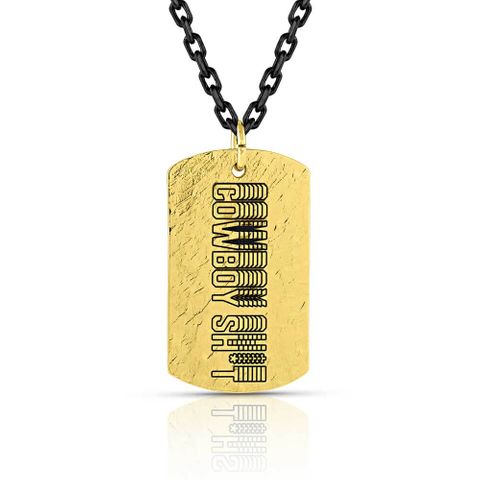 Cowboy Sh*t Gold Dog Tag Necklace - CSTNC5082