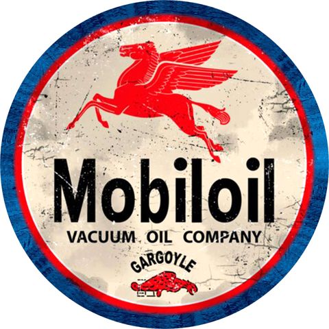 Mobil Oil Round Tin Sign - J1006