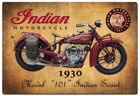 Indian 101 Scout Tin Sign - J106