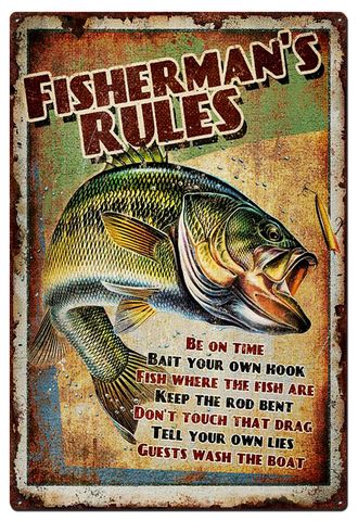 Fishing Rules Tin Sign - J203-1