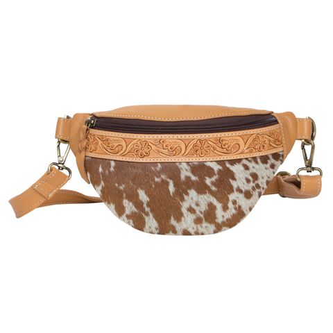 Women's Tooling Leather Cowhide Bum Bag - AB12