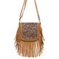 Women's Tooling Carved Flap Sling Bag - TLB14TAN