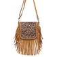 Women's Tooling Carved Flap Sling Bag - TLB14TAN