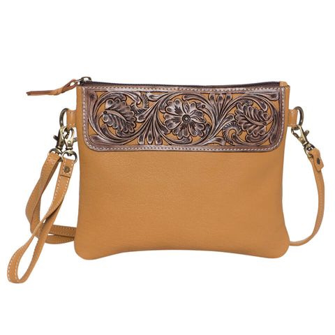 Women's Tooling Carved Clutch Bag - TLB15TAN
