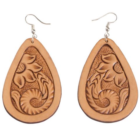 Women's Tooled Pear Drop Earrings - TE01