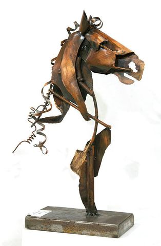 Metal Horse Bust Statue - CHER170