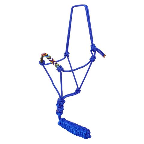 Beaded Nose Rope Halter with Lead - FOR3515BL