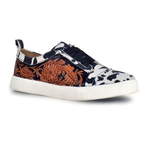 Women's Cowprint Handtooled Sneakers - S-5768