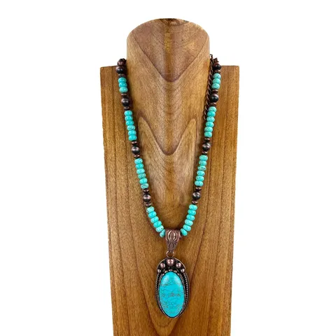 Turquoise & Copper Necklace - NKS230416-33