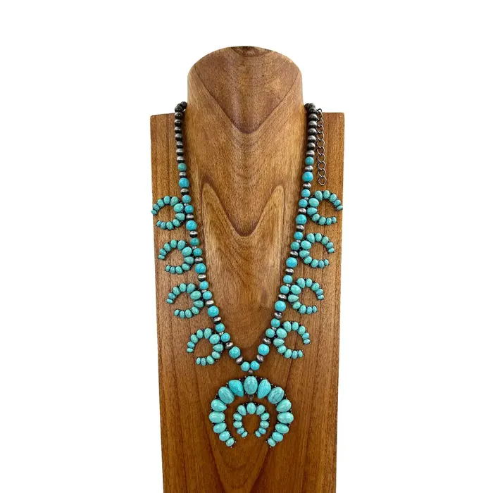 Authentic turquoise clearance squash blossom necklace