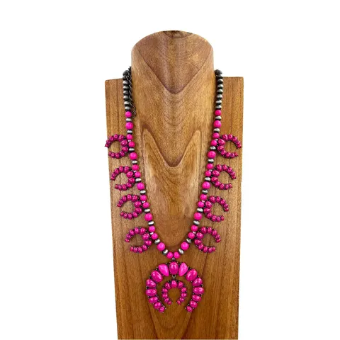 Squash Blossom Necklace - NKS221015-03PNK