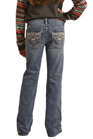 Girl's Aztec Embroidered Bootcut Jean - BG4MD03062