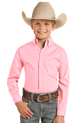 Boy's Solid Twill L/S Western Shirt - RRBSODRZ5R