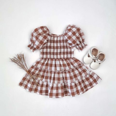 Baby Girl's Daisy Dress Bronze Check - LH23SSCBG05