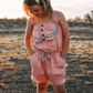 Girl's Miranda Playsuit Peach Pink Linen - LH24SFSG01