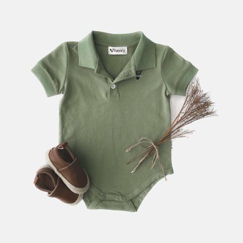 Baby Boy's Polo Romper Green - LH24SLABB02