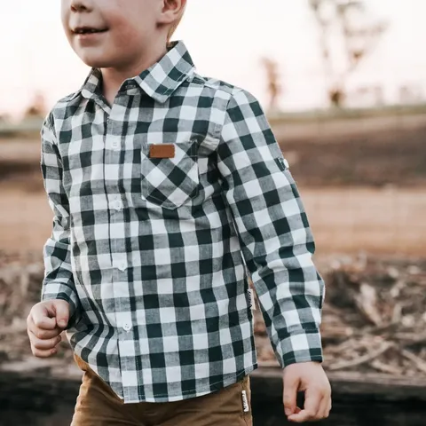 Boy's Dress Shirt Large Green Check - LH24SLAB074